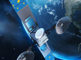 An artist rendering of a NASA Tracking and Data Relay Satellite (TDRS) in orbit.